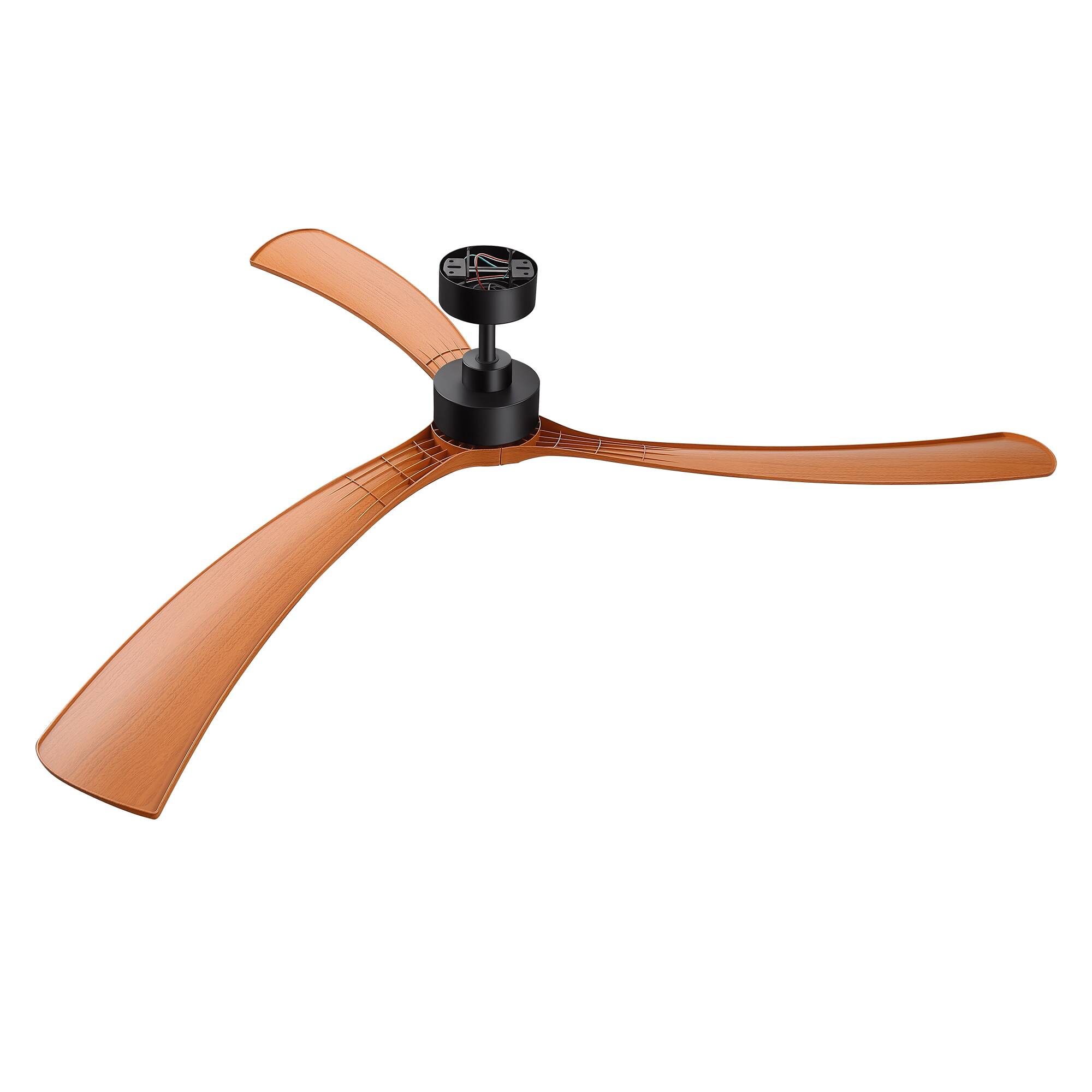 Alt View 9. Breezary - 72-Inch Quiet Ceiling Fan with 3 Blades, DC Motor, 6 Speeds, Remote Control, Downrod Mount, Timer Function - 72-Inch Black and Walnut.