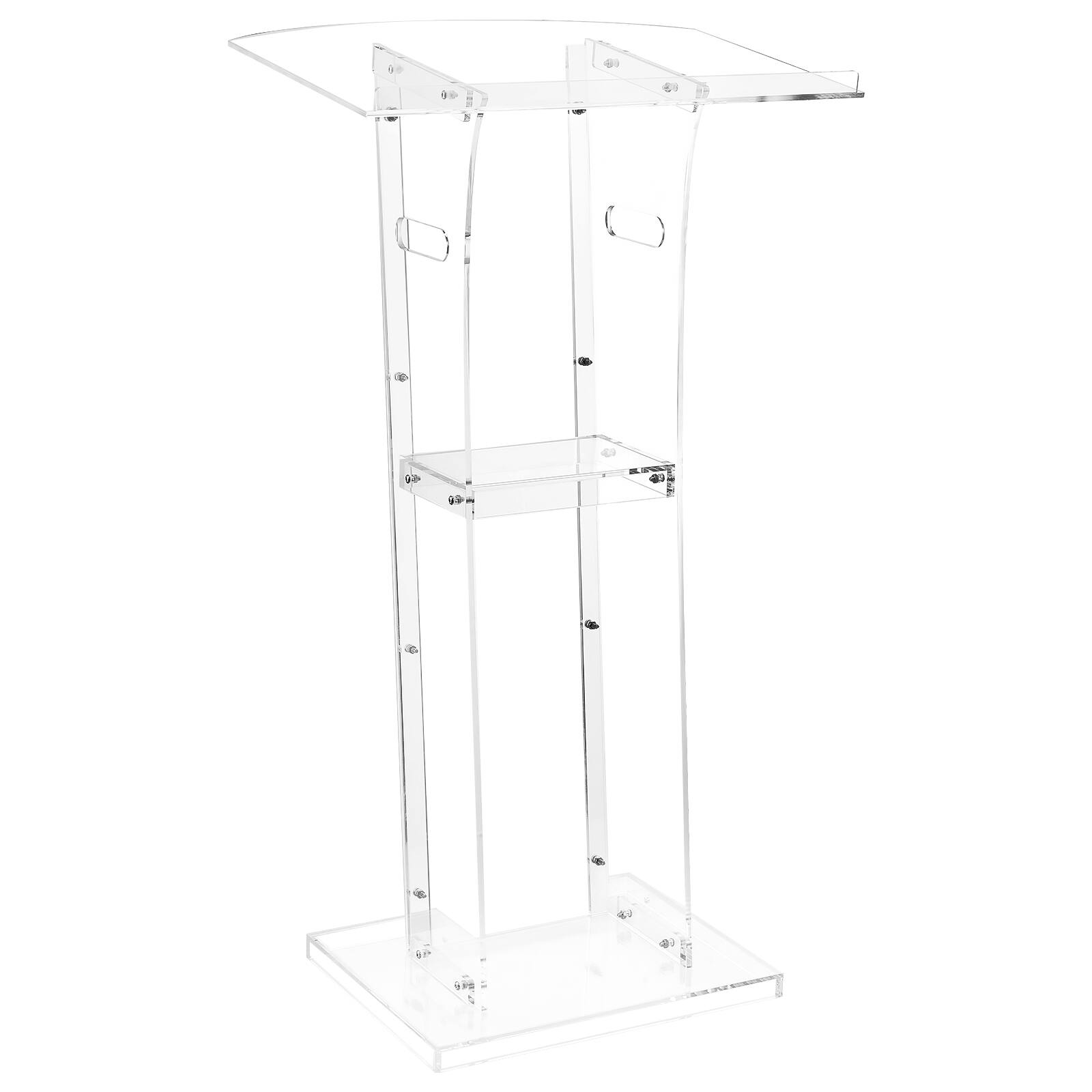 Alt View 5. VEVOR - Podium Stand, 43-Inch Acrylic Lectern, Portable Laptop Desk with Wide Reading Surface and Storage Shelf, Book Stopper - Transparent.