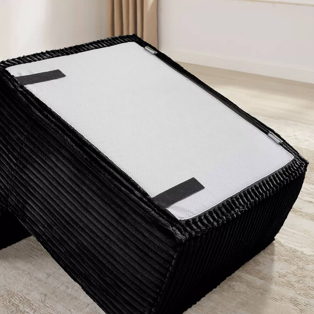 Alt View 6. Meqiodas - Boneless Couch for Living Room, Modular Sectional Sofa with Ottoman, Convertible L Shaped Couch, No Assembly Required - Black.