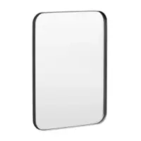 LOVMOR - Tempered Glass Rounded Rectangle Framed Wall-Mounted Bathroom Vanity Mirror - 24" x 32" - Black - Angle_Zoom