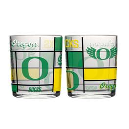 Logo Brands - Oregon Ducks 12oz. Quilted Stained Two-Pack Rocks Glass Set - Multicolor
