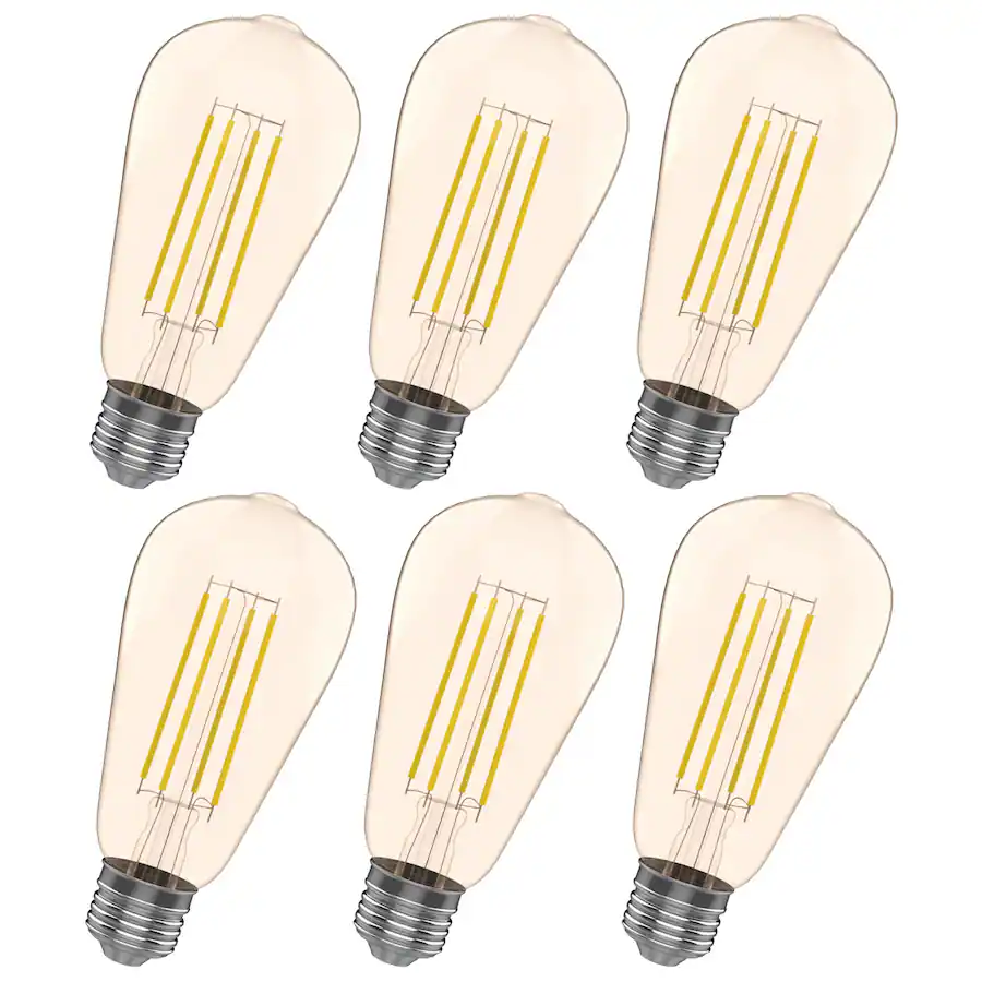 St19 Gold VIRIBRIGHT ST19 LED Bulb, Filament, Energy Star, Amber – 2200K (4 Pack ...