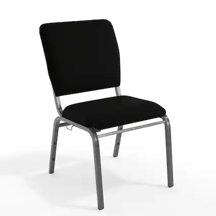 Front. Emma + Oliver - Multipurpose Church Chairs - 18.5 in. Wide - Black Fabric/Silver Vein Frame.