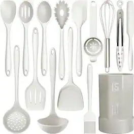 RTMB - Silicone Cooking Utensils Set: 446°F Heat-Resistant, BPA-Free - Cream White