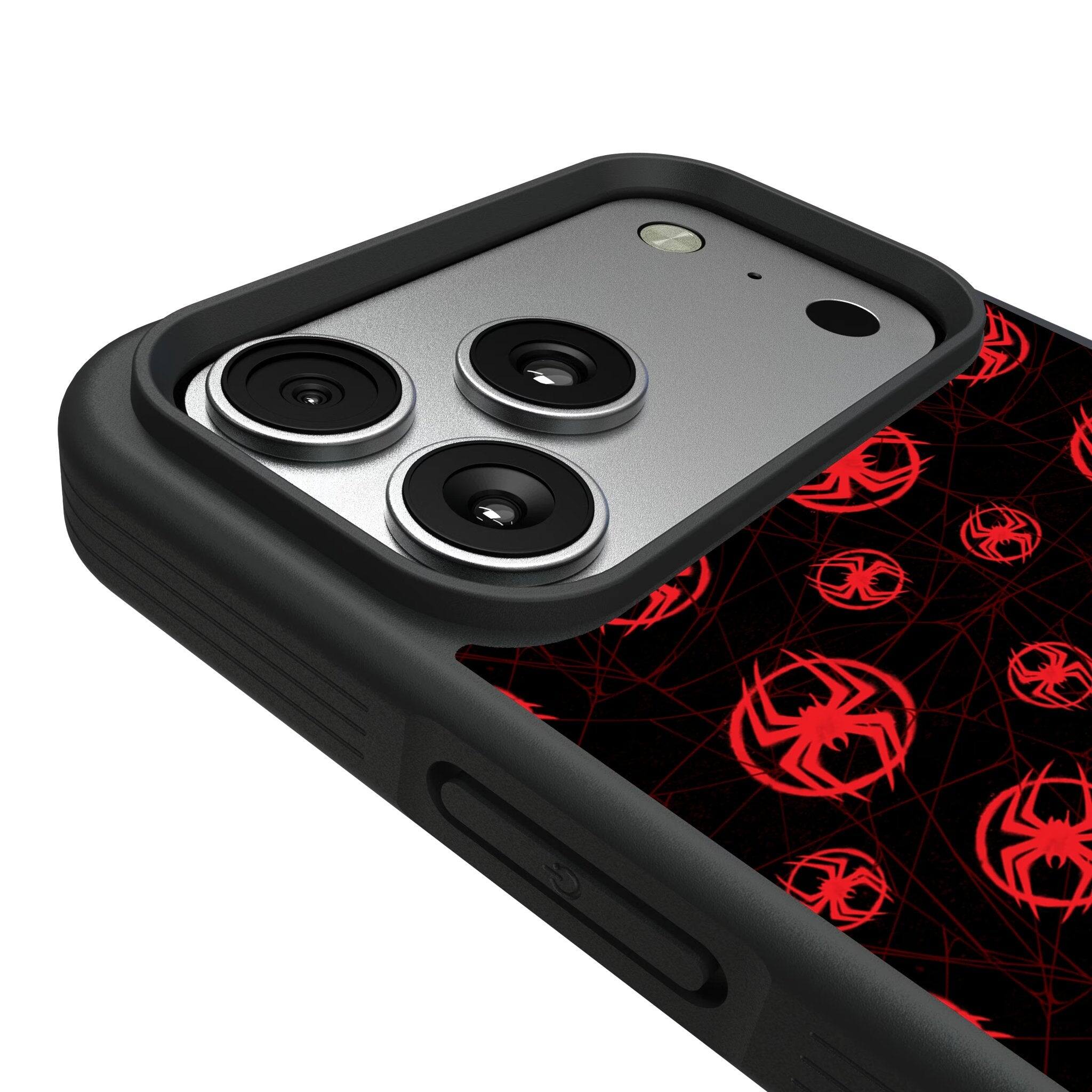 Left. Keyscaper - Marvel Pattern Bump Phone Case - Apple iPhone Air - Miles Morales.