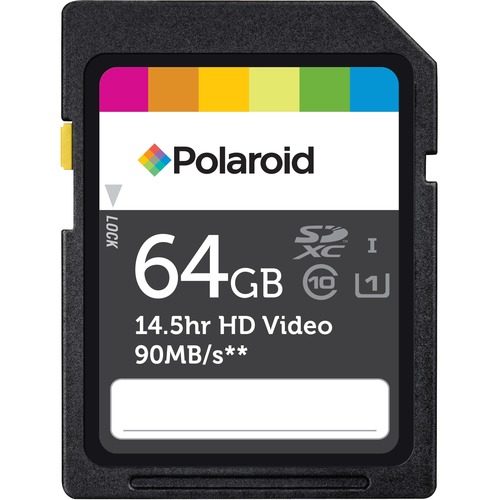P-SDX64G10-GEPOL Polaroid 64GB High Speed SDXC CL10 UHS-1 Rated Flash Memory