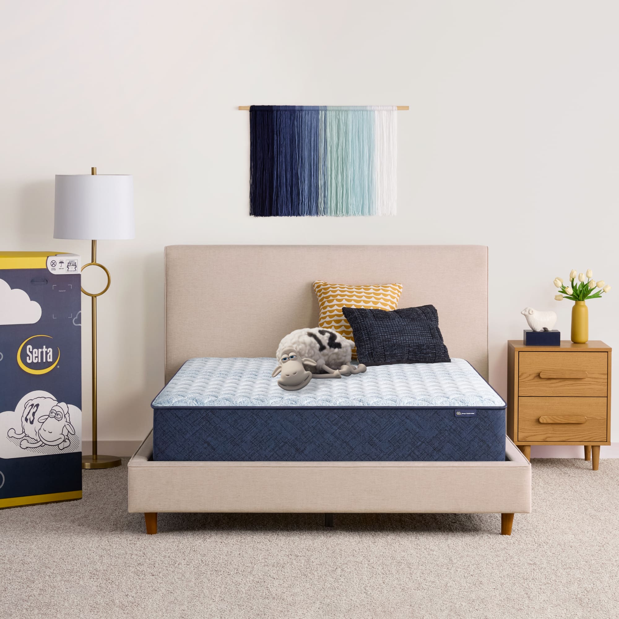 Left. Serta - Sleep to Go 12" Memory Foam Firm Mattress in a Box -Queen - Light Blue.