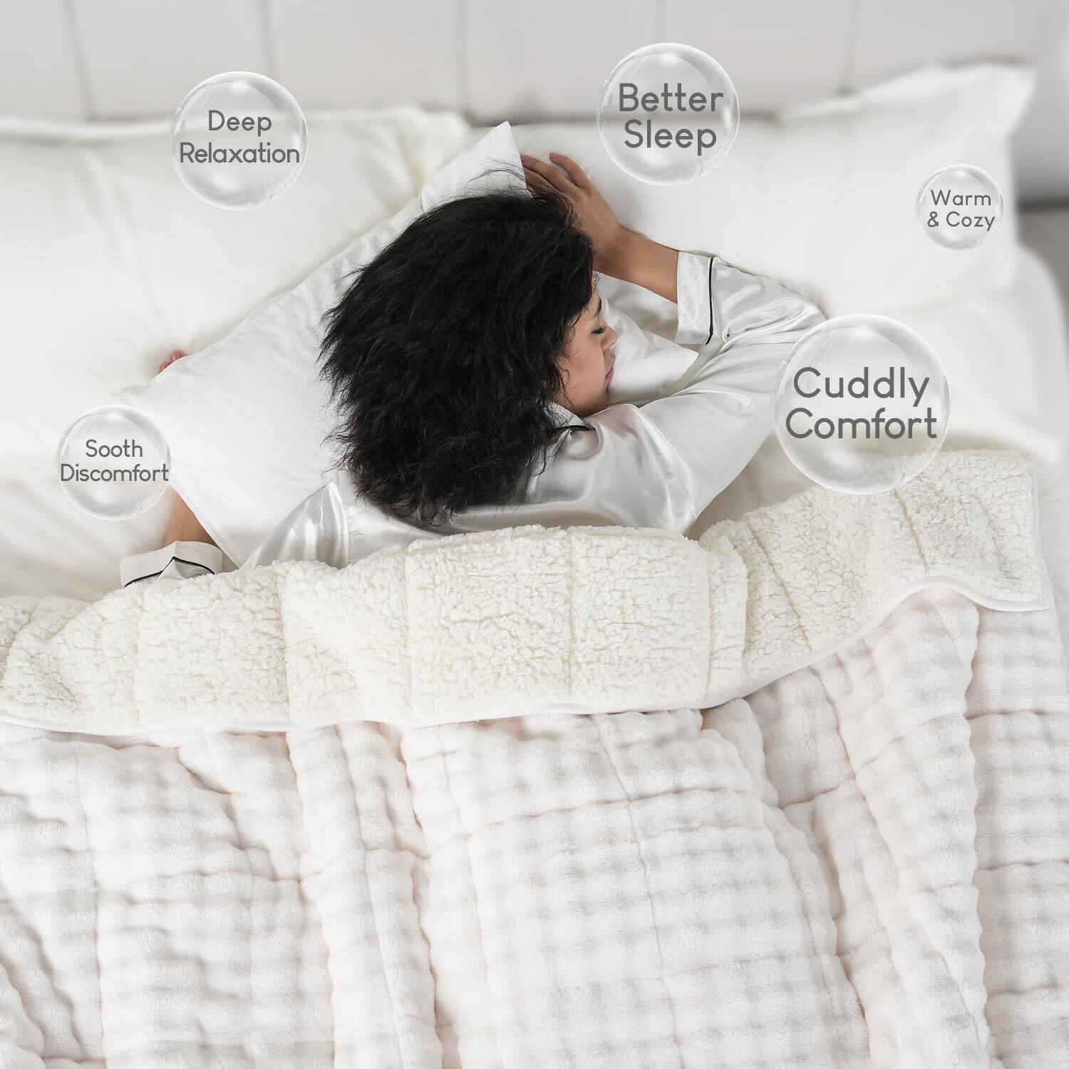 - Deep Relaxation
- Better Sleep
- Warm & Cozy
- Cuddly Comfort
- Soothe Discomfort