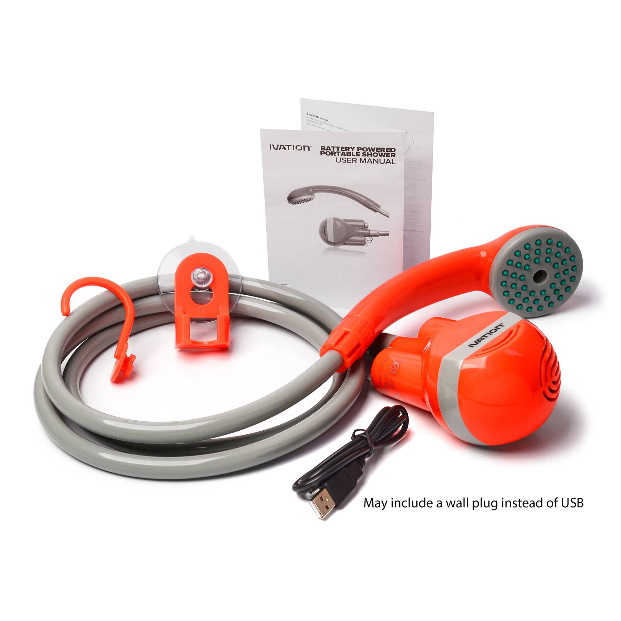 IVATION BATTERY POWERED PORTABLE SHOWER USER MANUAL
May include a wall plug instead of USB