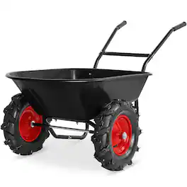 Best Choice Products - 16" Performance Tires Dual-Wheel Wheelbarrow Cart, 500Lb Capacity, Extra Large Wheels - Black