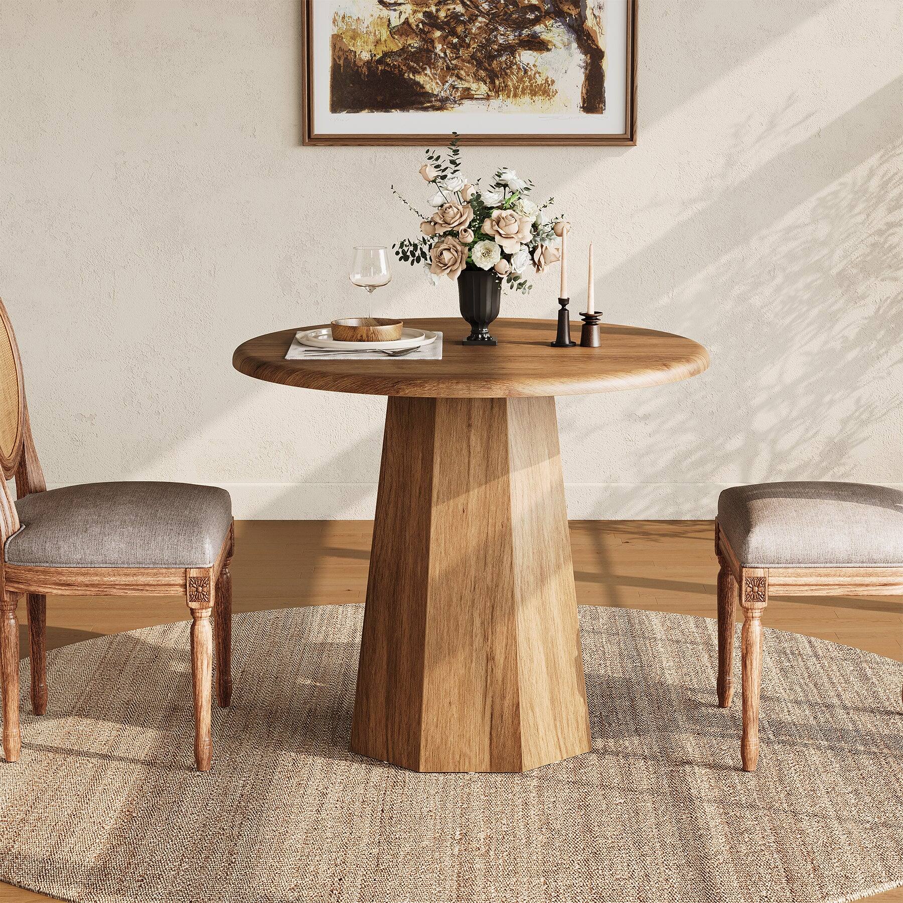 Front. Tribesigns - Dining Table with Engineered Wood Construction and Easy-Clean Surface for Dining Room and Kitchen - Brown.