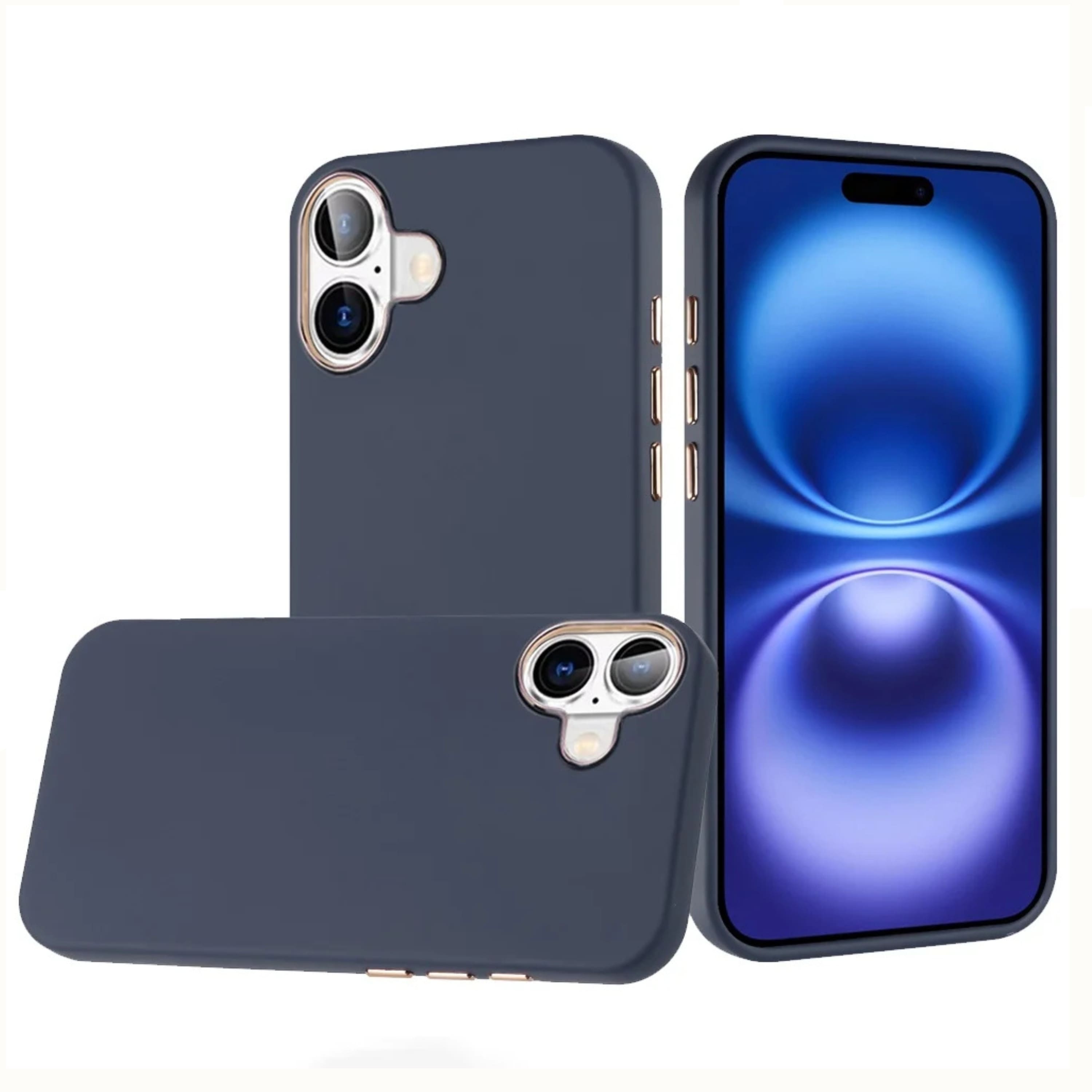 Kitcheniva - Premium Soft Touch Protective Cover With Tempered Glass For iPhone 17 - Blue price history on PriceWatchPro