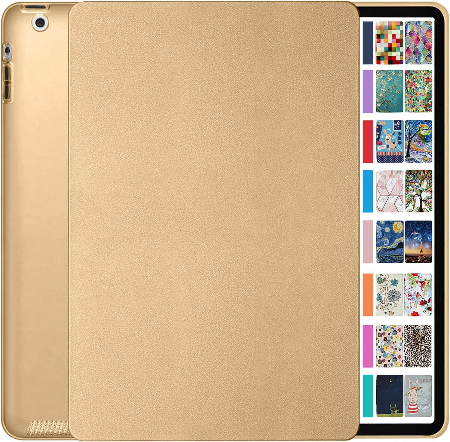 Front. DuraSafe Cases - iPad 9.7" 4th/3rd/2nd Gen 2012/2011 Smart Folio Cover with Lightweight Hard Back A1395 A1396 A1397 A1416 A1430 A1403 - Gold.