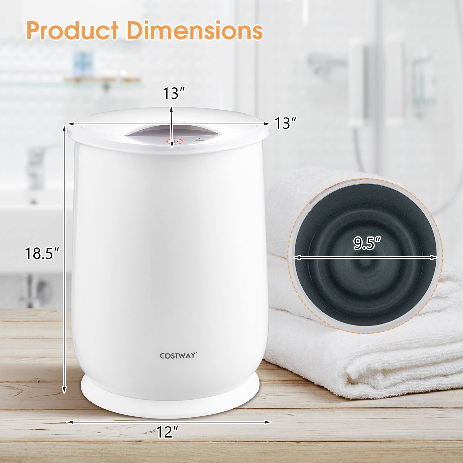 Product Dimensions  
13" x 13" x 18.5"  
COSTWAY  
12"  
9.5"