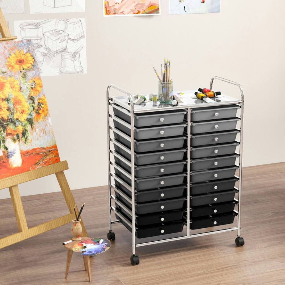 Left. Pefilos - 20 Drawers Rolling Storage Cart Studio Organizer-Black & Gray, Craft Organizers and Storage, Multipurpose Organizer Cart - Gray.