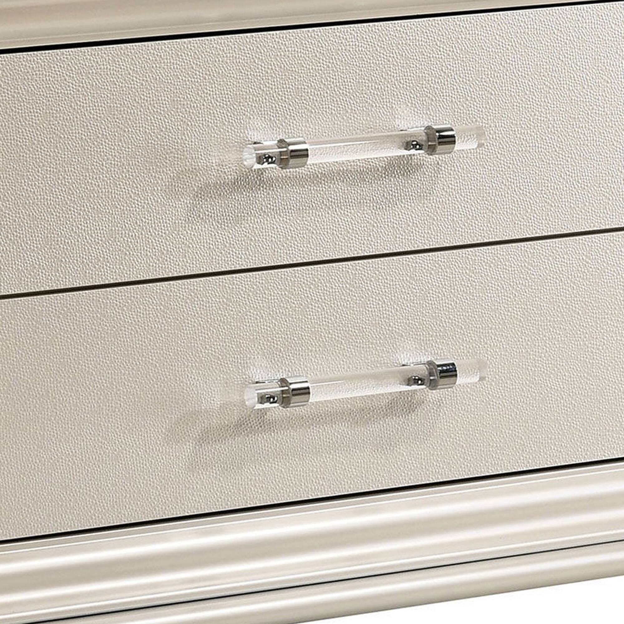 Alt View 2. Manhattan Lane - 2 Drawer Nightstand with Acrylic Feet and Crystal Accents - Silver.
