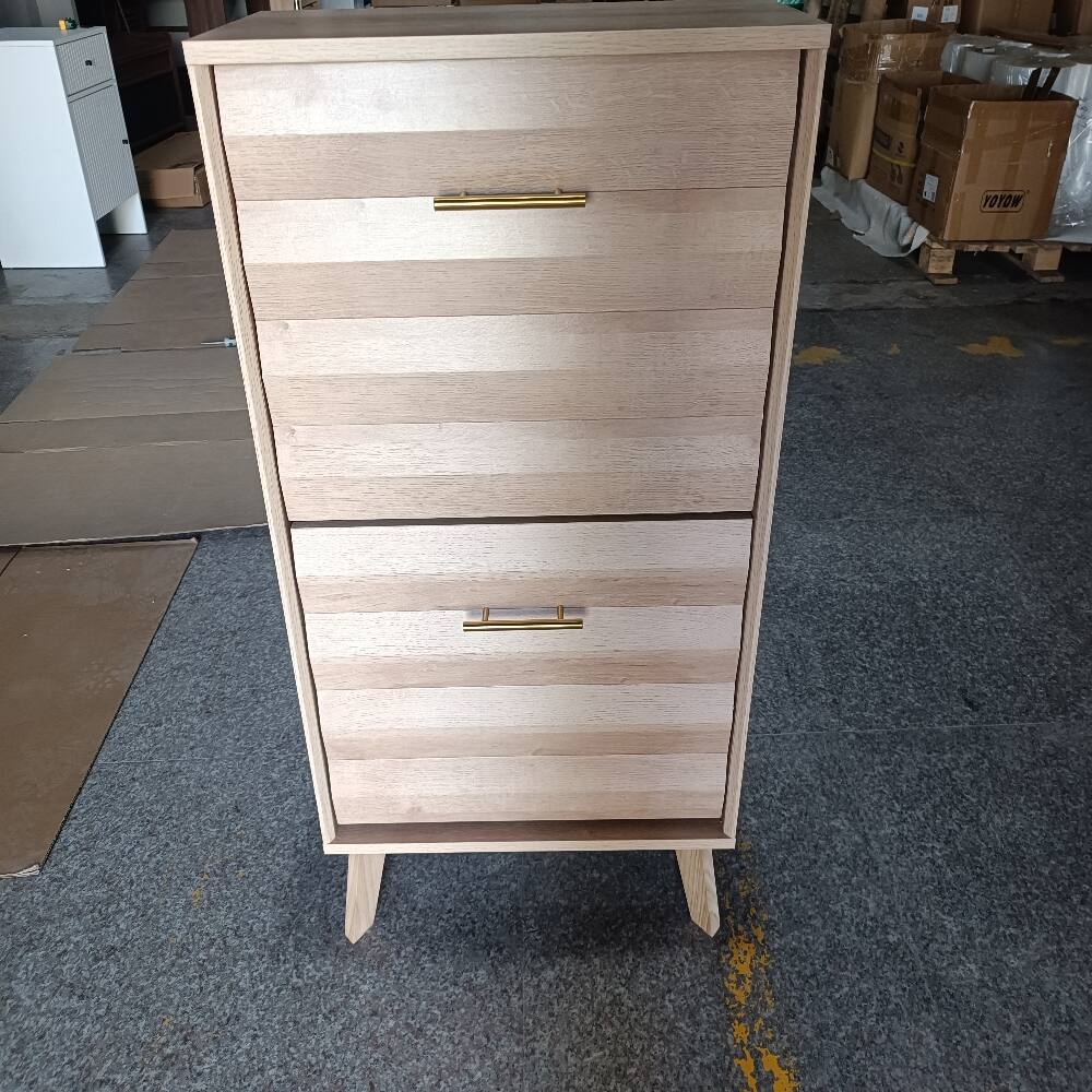 Alt View 4. Loheer - Loheer 23.6-Inch Oak Slim Flip-Top Shoe Cabinet Mid-Century Modern - Oak.