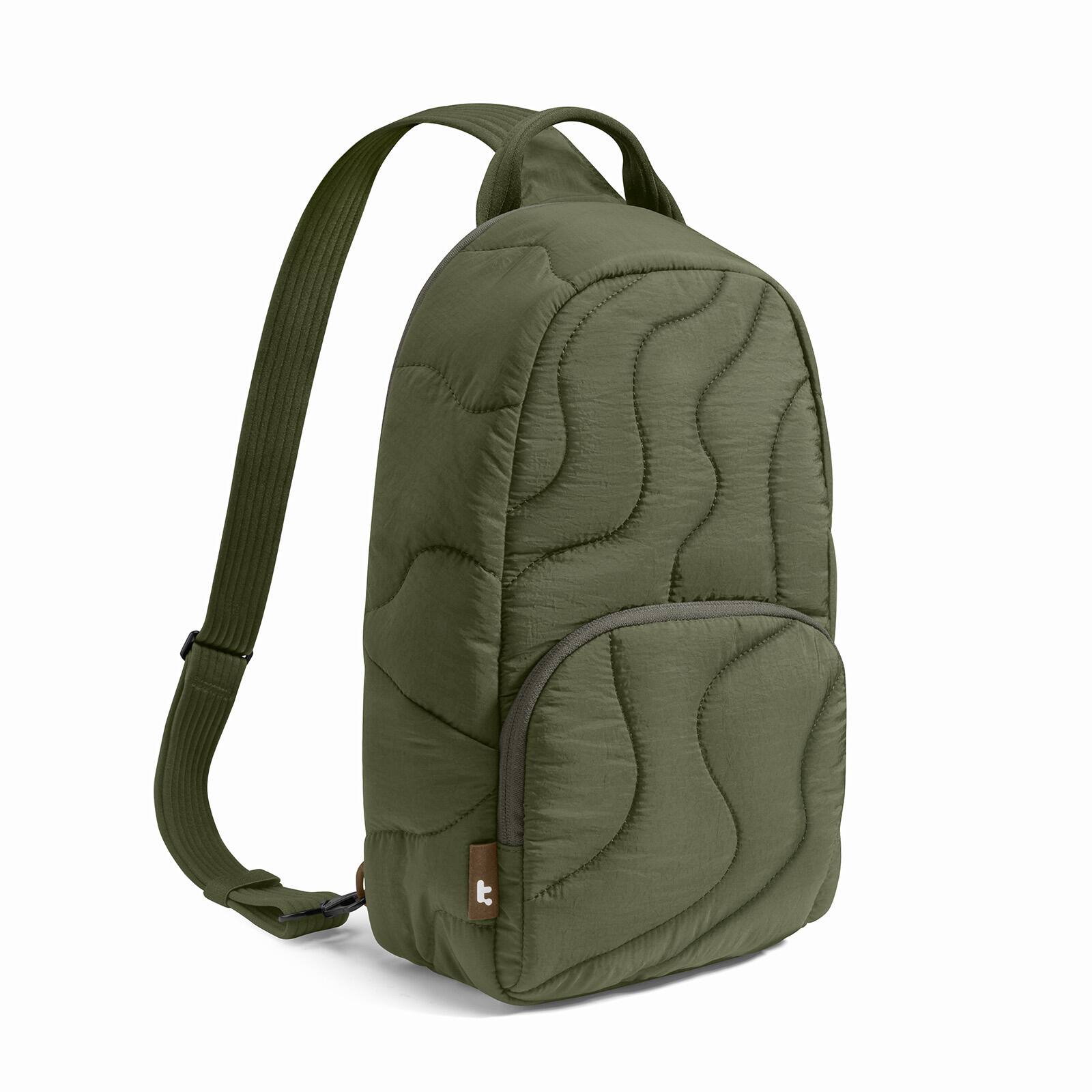 tomtoc - Terra-T36 10L Crossbody Sling Bag Backpack for Women, Trendy Puffer Quilted Padded Bag, Lightweight Travel Chest Bag - Green