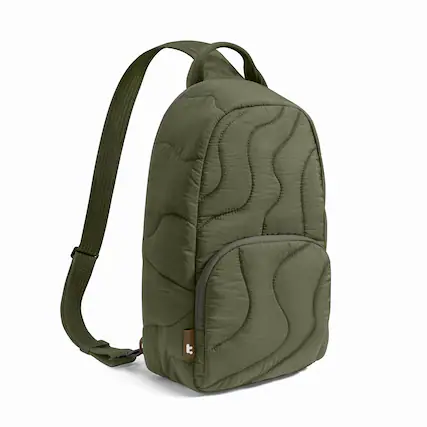 Front. tomtoc - Terra-T36 10L Crossbody Sling Bag Backpack for Women, Trendy Puffer Quilted Padded Bag, Lightweight Travel Chest Bag - Green.