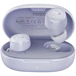 TOZO - E1 Lightweight Premium Stereo Earbuds Waterproof Headphone, Built-in Mic, Clear Call, Bluetooth 5.3, 30H Playtime, 32 EQ - Purple