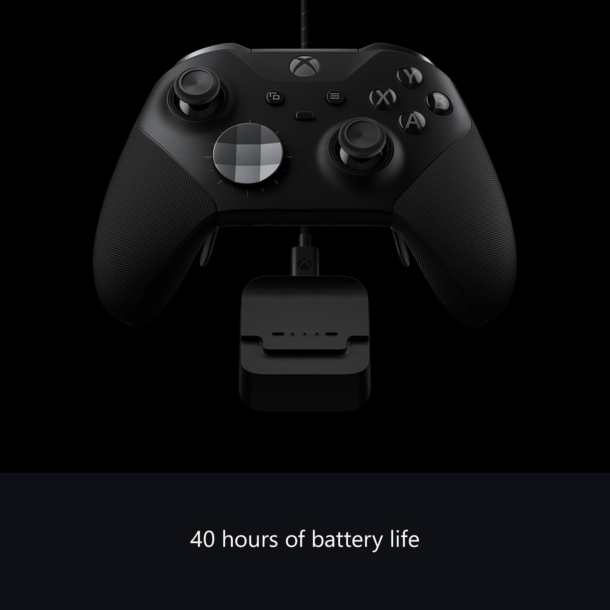 The text on the image is: "40 hours of battery life."