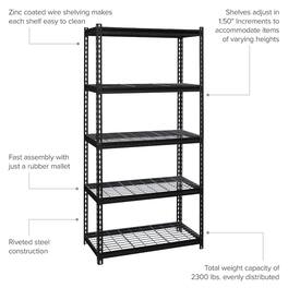 Iron Horse - 2300 Riveted Wire Deck Shelving 5-Shelf, 18Dx36Wx72H, Black - Black