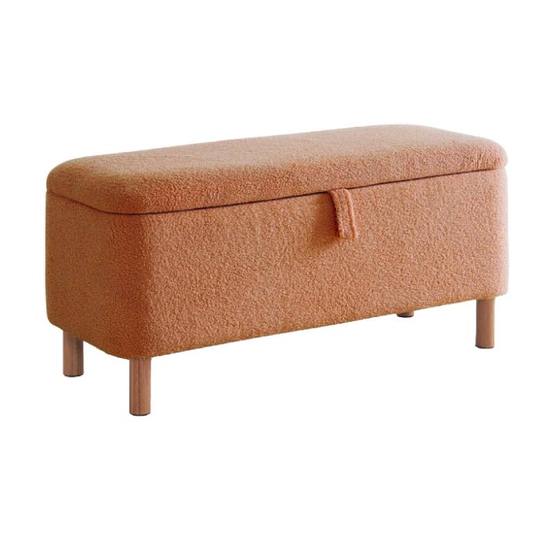 Front. Lumina Wise - Cushion Padded  Entryway Storage Ottoman Bench - Orange - Orange.