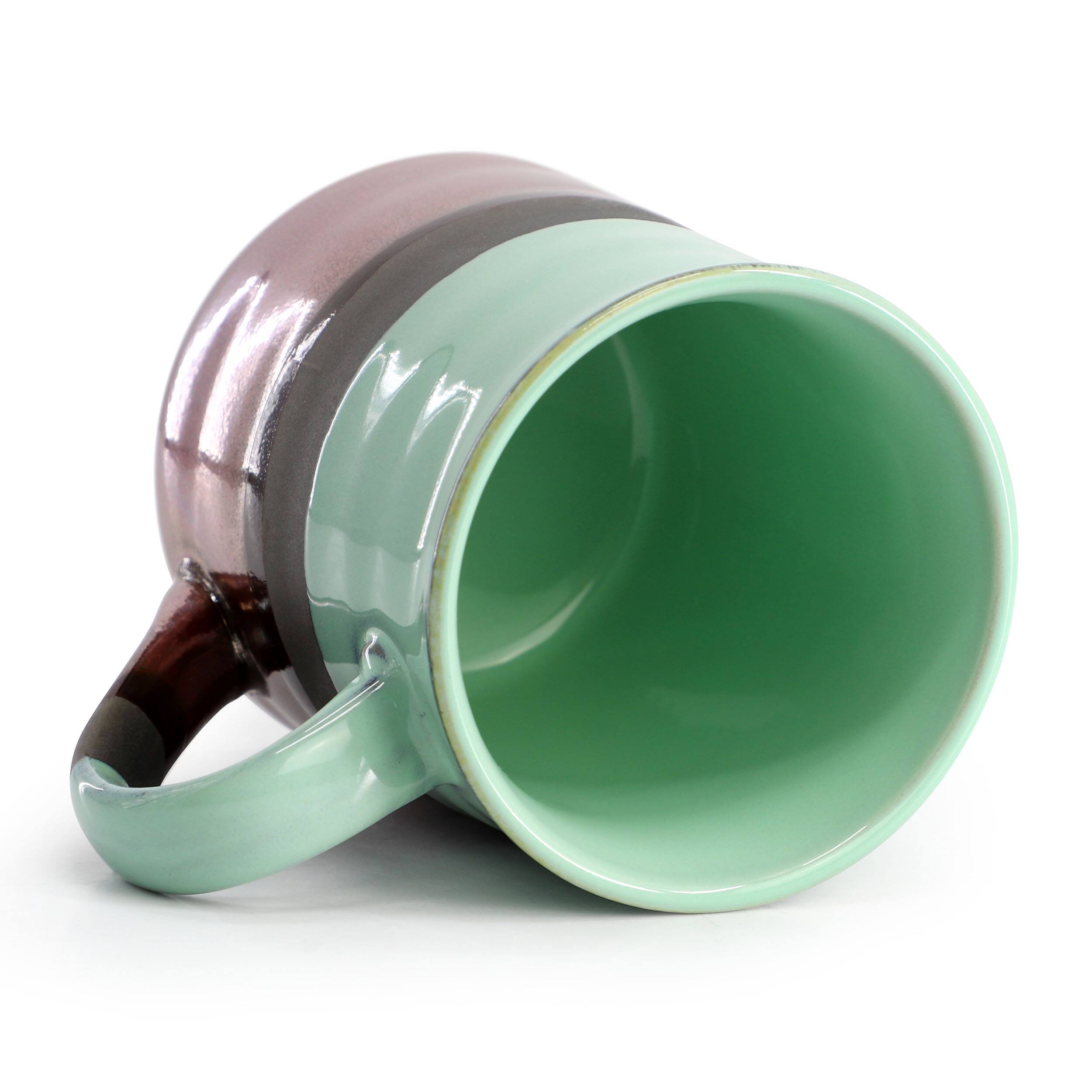 Alt View 4. Gibson - Gibson Home Copper Tonal 4 Piece 18 Ounce Stoneware Cup Set in Celadon - Celadon.