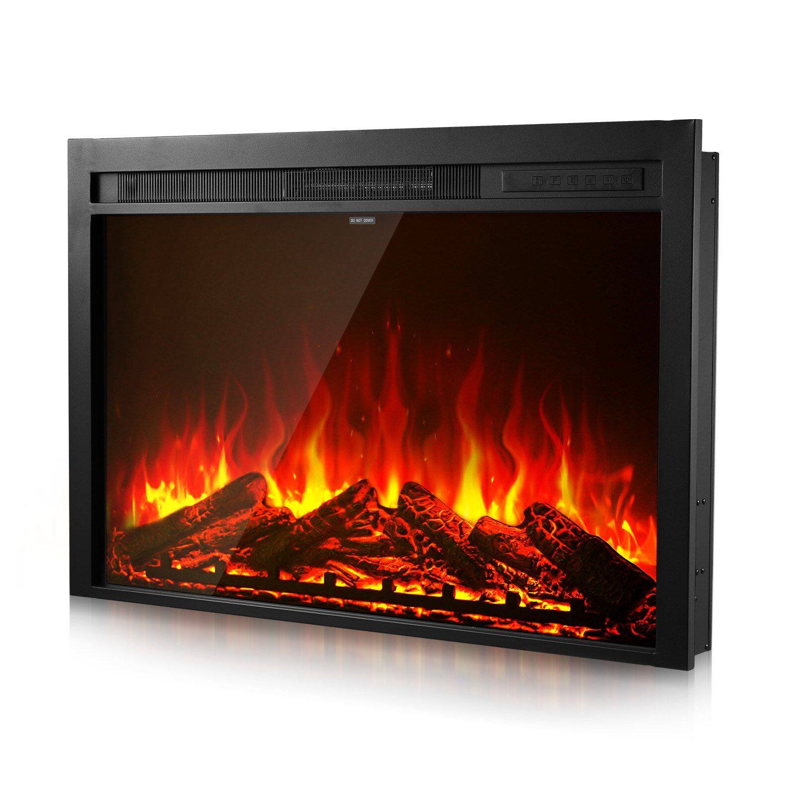Front. Mirfee - 40" Electric Fireplace Insert, Recessed & Wall Mounted, 750W/1500W Dual Heat, Adjustable Flame Color, Remote.