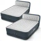 Front. Intex - Intex Dura Beam Ultra Plush Headboard Airbed w/Built In Pump, Queen (2 Pack) - Gray.