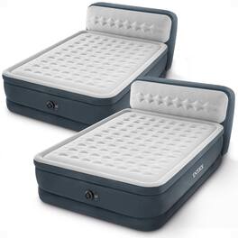 Intex - Dura Beam Ultra Plush Headboard Airbed w/Built In Pump, Queen (2 Pack) - Gray