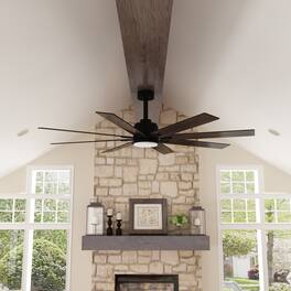 Famapy - 8 - Blade Ceiling Fan: LED Light, Reversible & 6 - Speed Quiet - Black