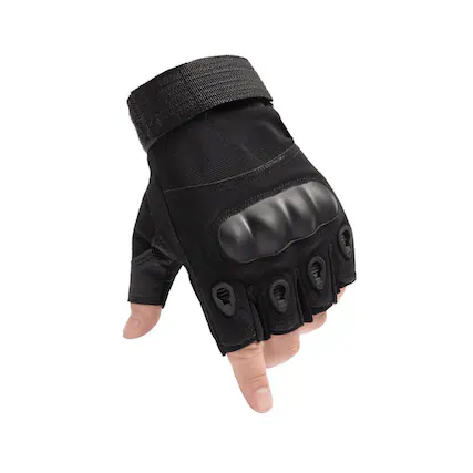 Front. JupiterGear - Tactical Military Fingerless Airsoft Gloves for Outdoor Sports, Paintball, and Motorcycling - Black.