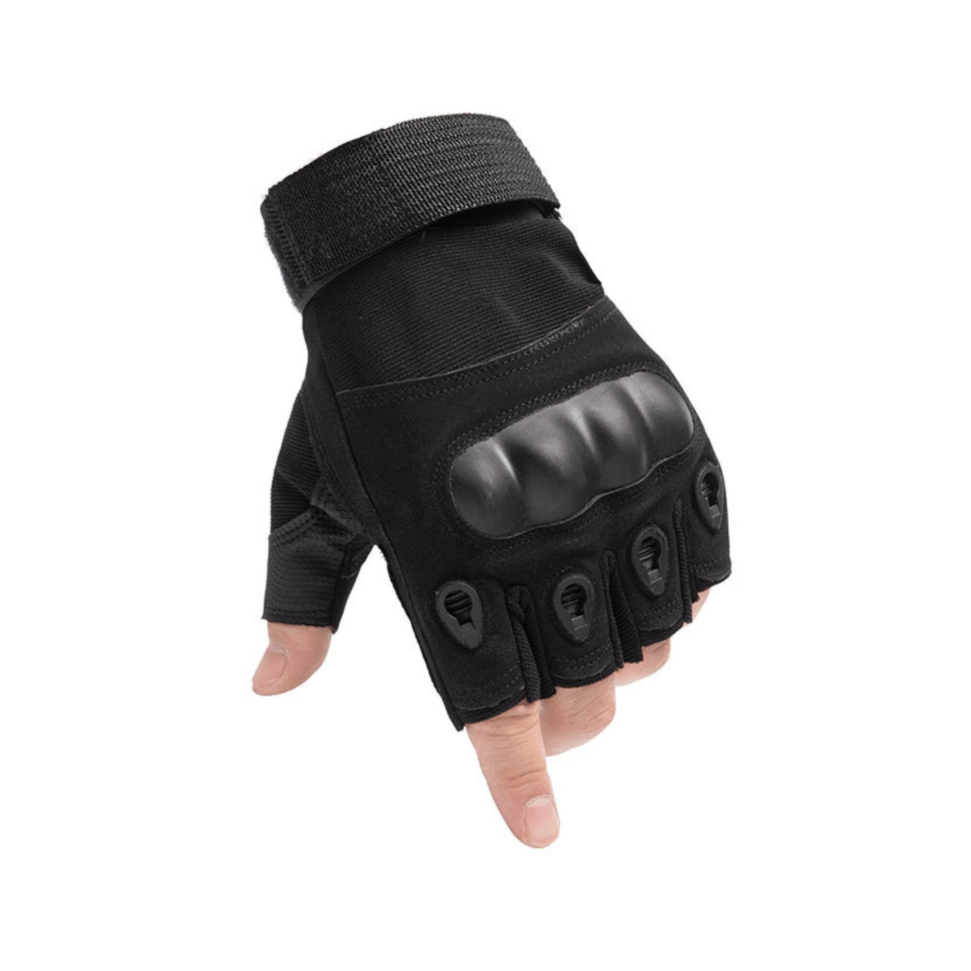 Front. JupiterGear - Tactical Military Fingerless Airsoft Gloves for Outdoor Sports, Paintball, and Motorcycling - Black.