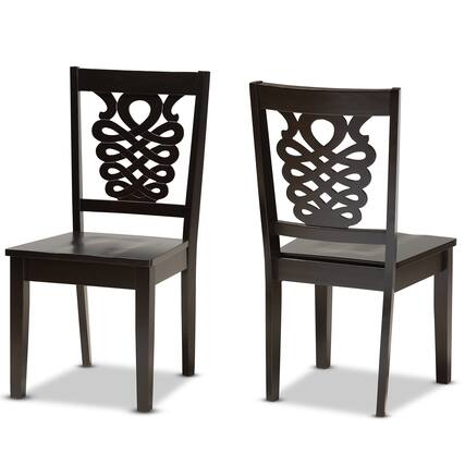 Front. Baxton Studio - Gervais Modern and Contemporary Transitional Finished Wood 2-Piece Dining Chair Set - Dark Brown.