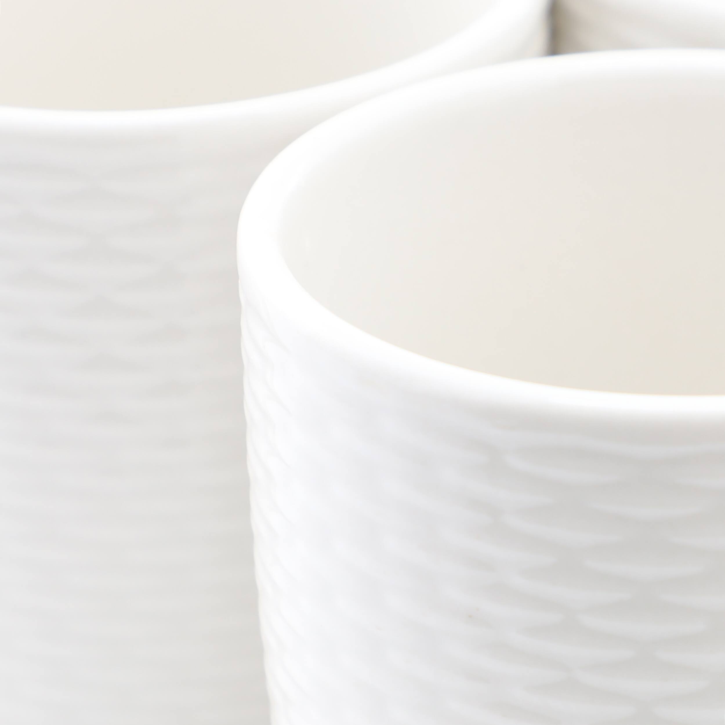 Angle. Elama - Elama Ophelia 6 Piece Stoneware 12 Ounce Mug Set in White - $34.99.