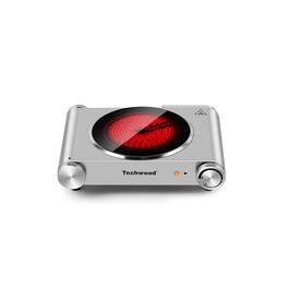 Techwood - Single Infrared Burner 1200W Countertop Cast Easy Clean Iron Ceramic Cooktop for Home Dorm Office - Silver