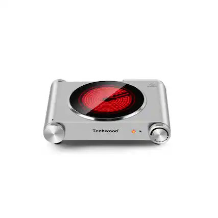 Front. Techwood - Single Infrared Burner 1200W Countertop Cast Easy Clean Iron Ceramic Cooktop for Home Dorm Office - Silver.