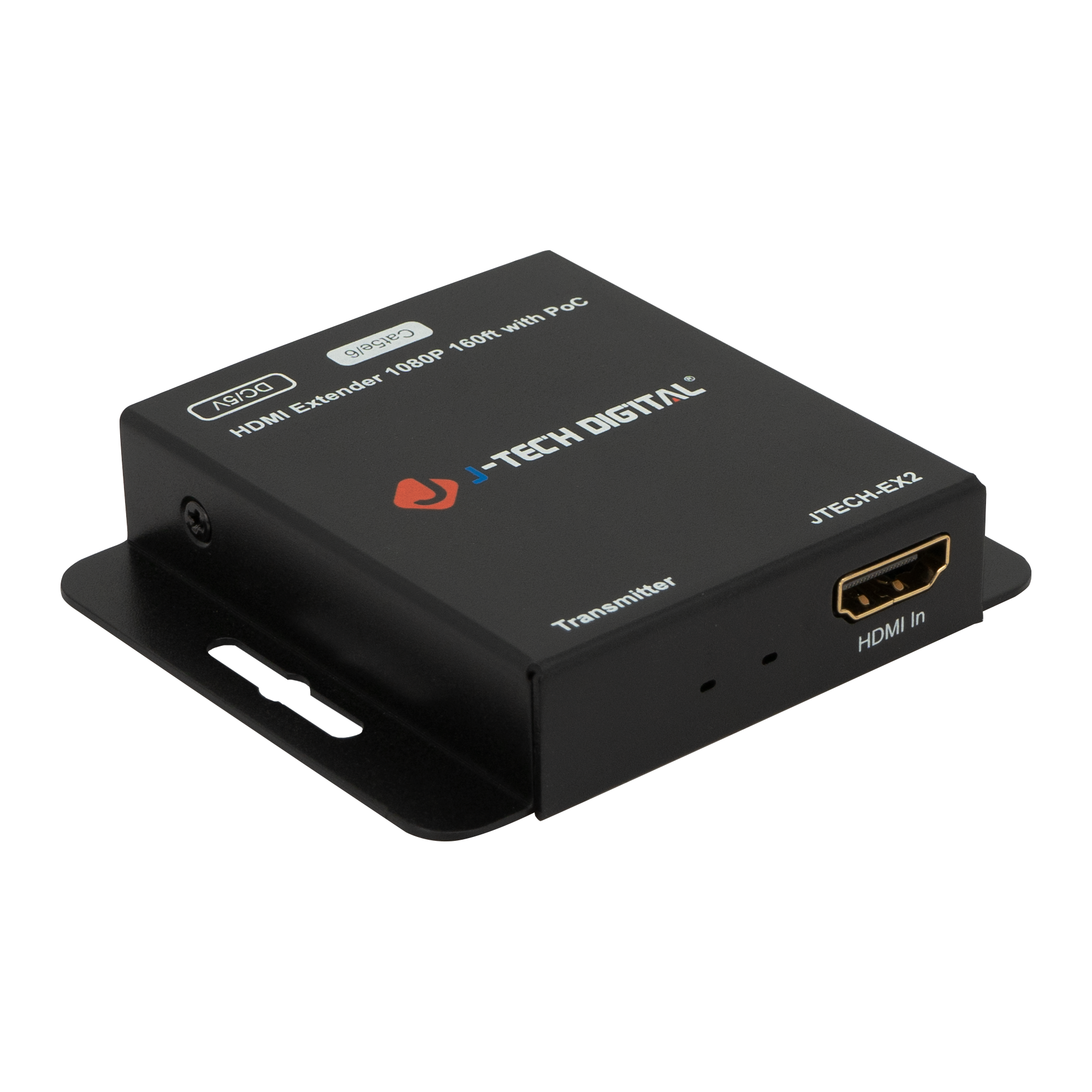 HDMI In, Transmitter, JTECH-EX2, J-TECH DIGITAL, HDMI Extender 1080P with PoC with Cal5e/6 160f I2A