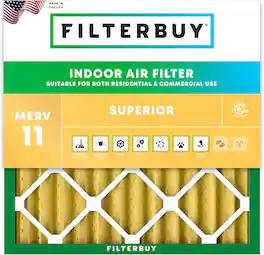 Filterbuy - 16x16x2 MERV 11 Pet & Allergy Defense, Electrostatic Pleated HVAC AC Furnace Air Filters Replacement (1-Pack) - Gold