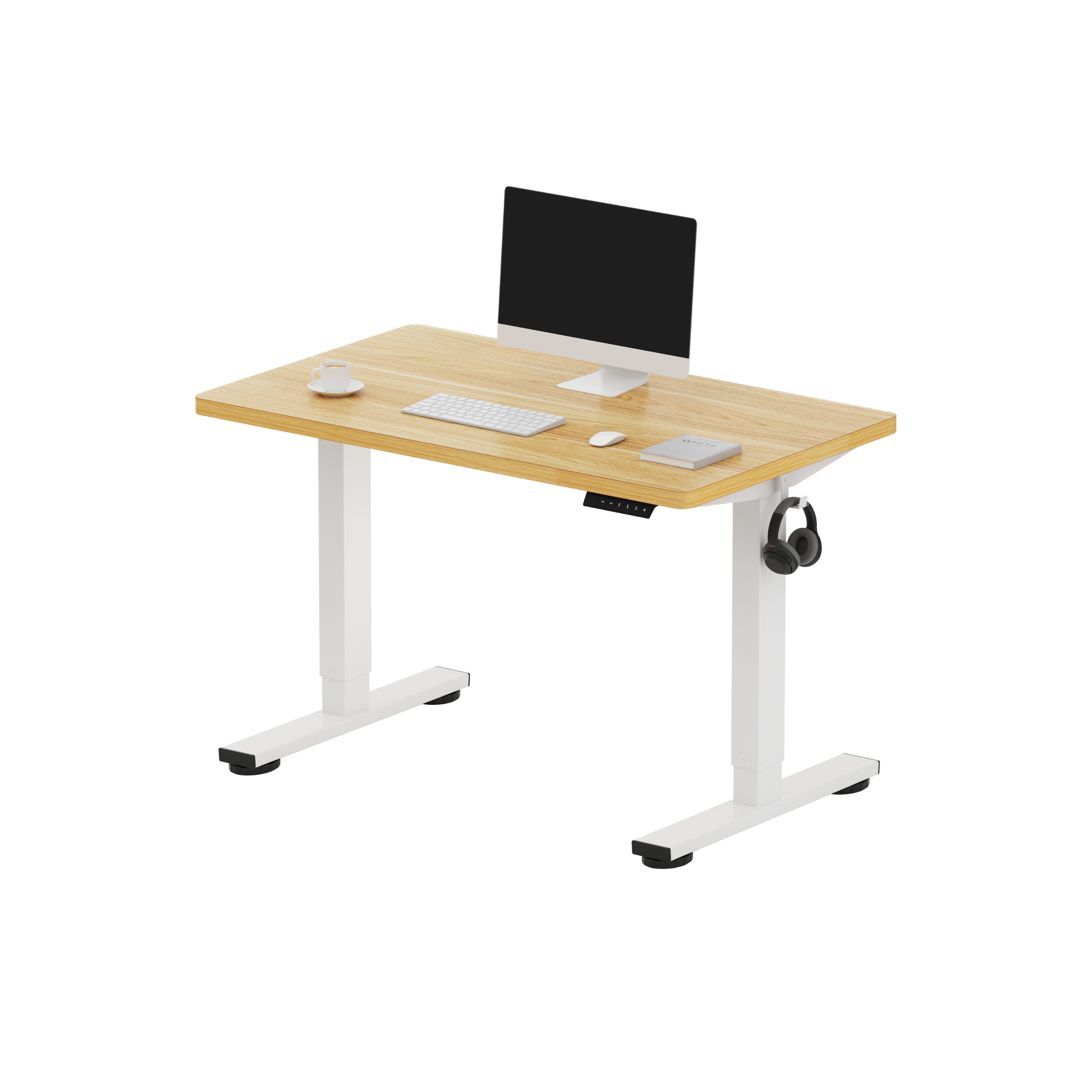 FlexiSpot - E2 40''W Electric Adjustable Standing Desk Chipboard, /White - Maple
