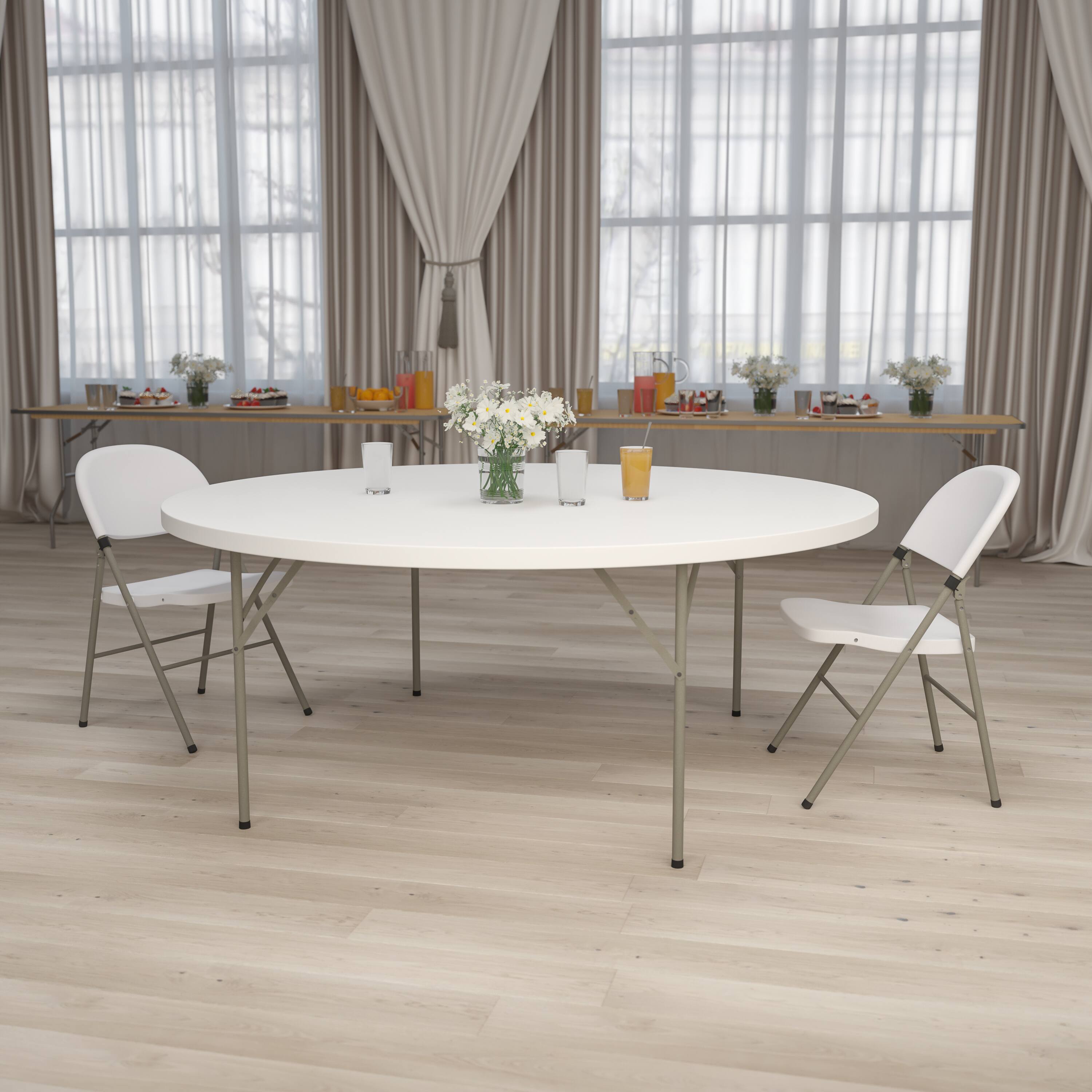 Alt View 11. Alamont Home - Kathryn 6-Foot Round Granite White Plastic Folding Table - Banquet / Event Folding Table - Granite White.