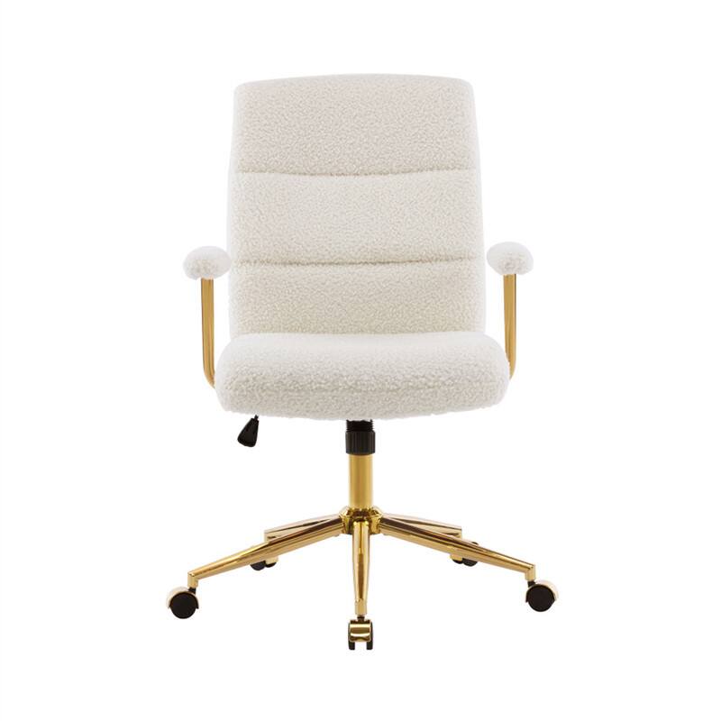 Alt View 1. HTUTWOO - Textured Boucle Fabric Office Chair - Modern Height Adjustable Desk Chair with Padded Arms - White.