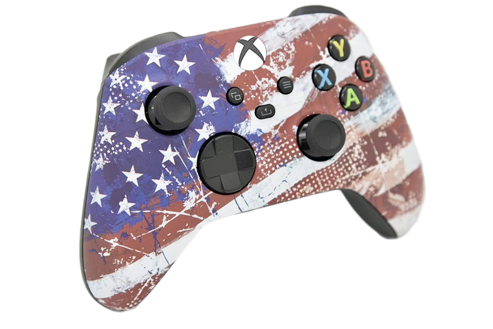 Angle. ProControllers - Custom Wireless Controller for Xbox Series X|S, Xbox One, & PC - U.S Flag.