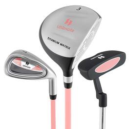 Costway - Junior Golf Club Set for Children Includes 165CC #3 Fairway Wood & #7 Iron - Pink