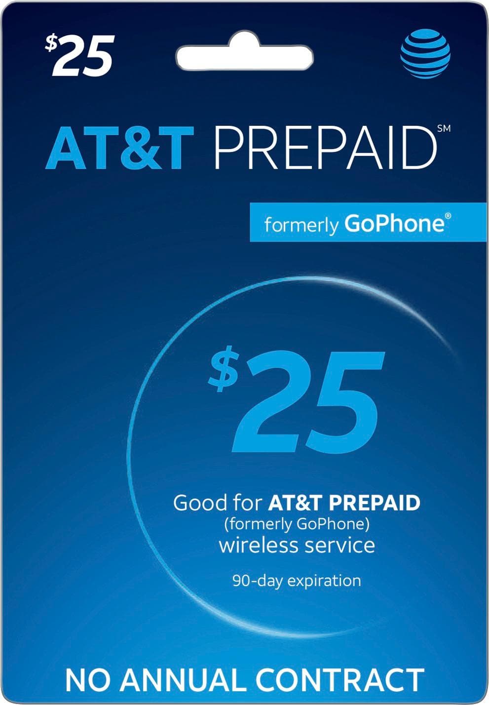 Front. AT&T - AT&T Prepaid $25 Top-Up Prepaid Card.