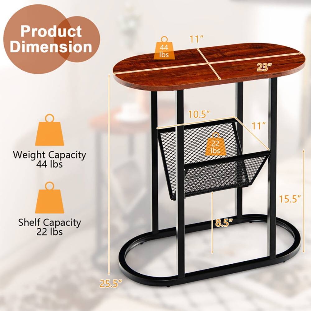 Product Dimension: 11" x 23" x 10.5" x 11"  
Weight Capacity: 44 lbs  
Shelf Capacity: 22 lbs  
Shelf Dimensions: 8.5" x 15.5"  
Overall Height: 25.5"