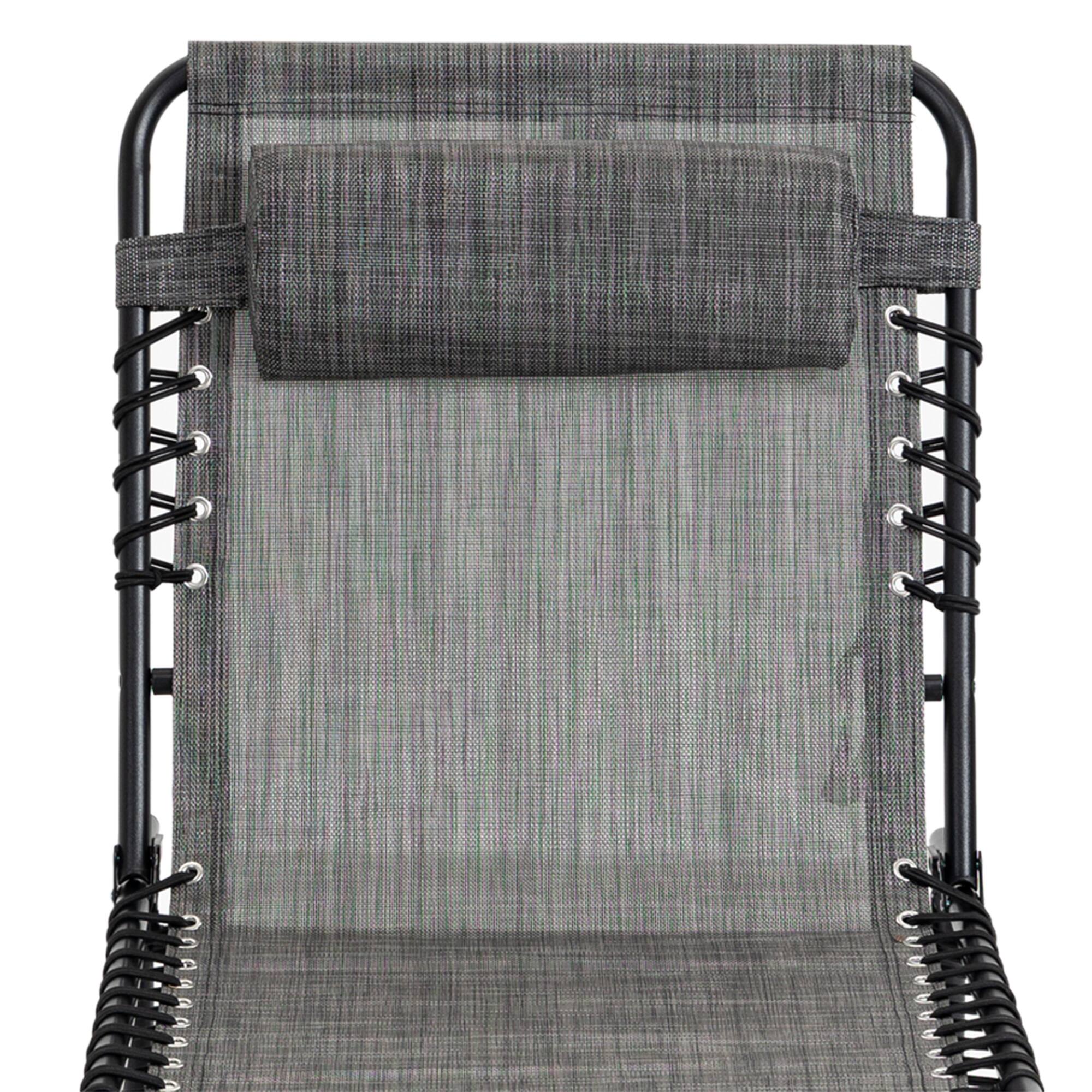 Alt View 7. Outsunny - Reclining Chaise Lounge Chair, Portable Sun Lounger, Folding Camping Cot with Adjustable Backrest and Removable Pillow - Grey.
