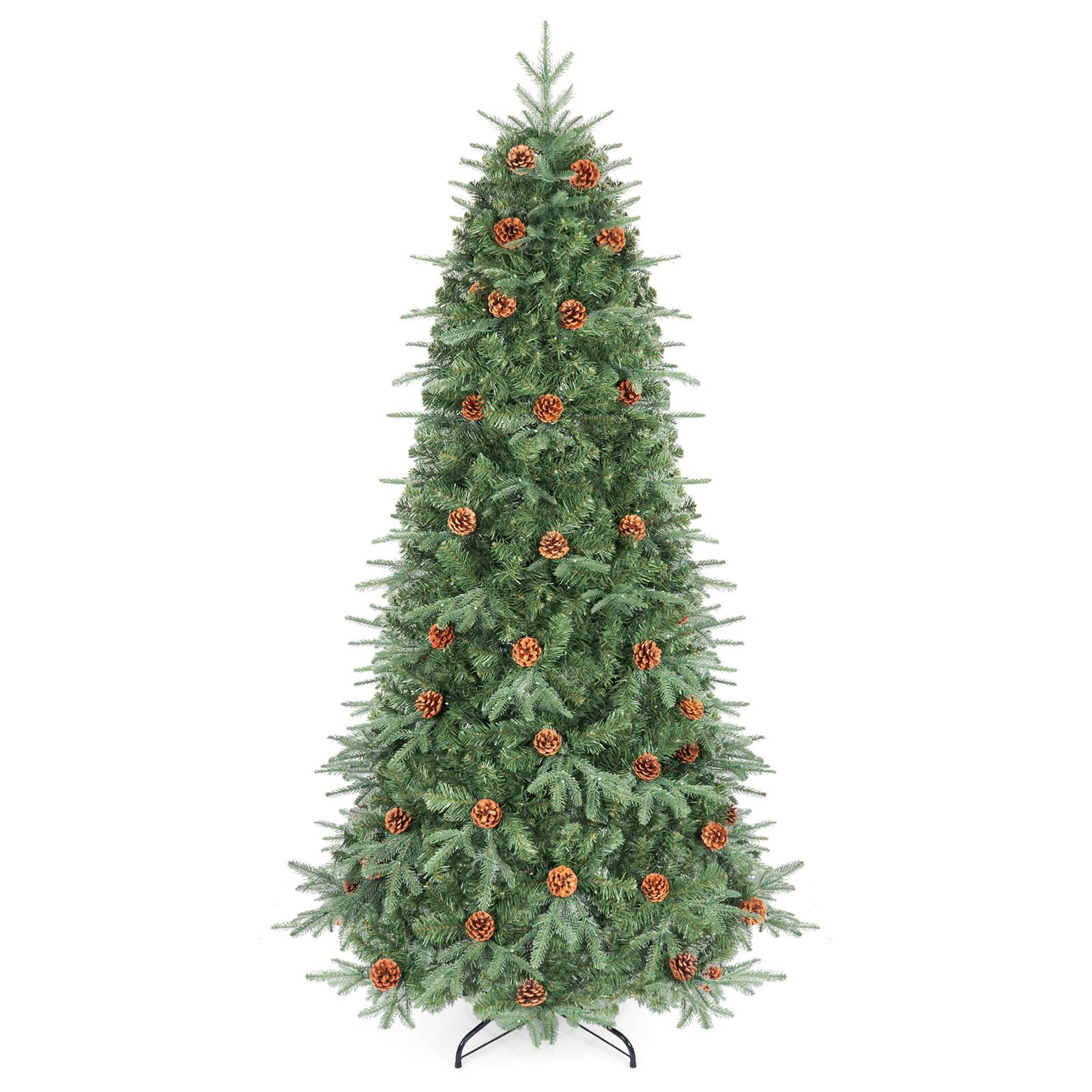 Alt View 9. Costway - Costway 6 FT Artificial Christmas Tree, Hinged Pre-lit Xmas Tree with 707 Full Branch Tips - Green.