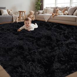 Stylel Star - 8x10 Area Rug Living Room Ultra Soft Fluffy Shag Rugs Large Fuzzy Plush Indoor Non Slip Carpet Washable Bedroom - Black